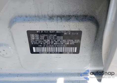 2015 Subaru Impreza 2.0I from USA, damaged, VIN JF1GJAA63FH006587